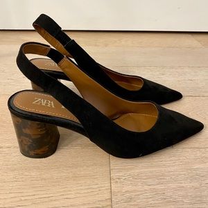 Zara tortoise block heels